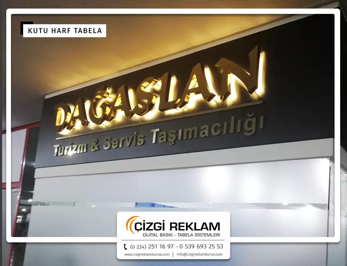 Paslanmaz Gold Kutu Harf Tabela